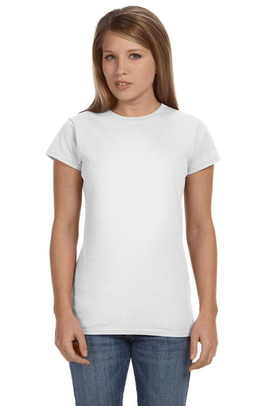 Gildan G640L Womens Softstyle Short Sleeve Crewneck T-Shirt White Front