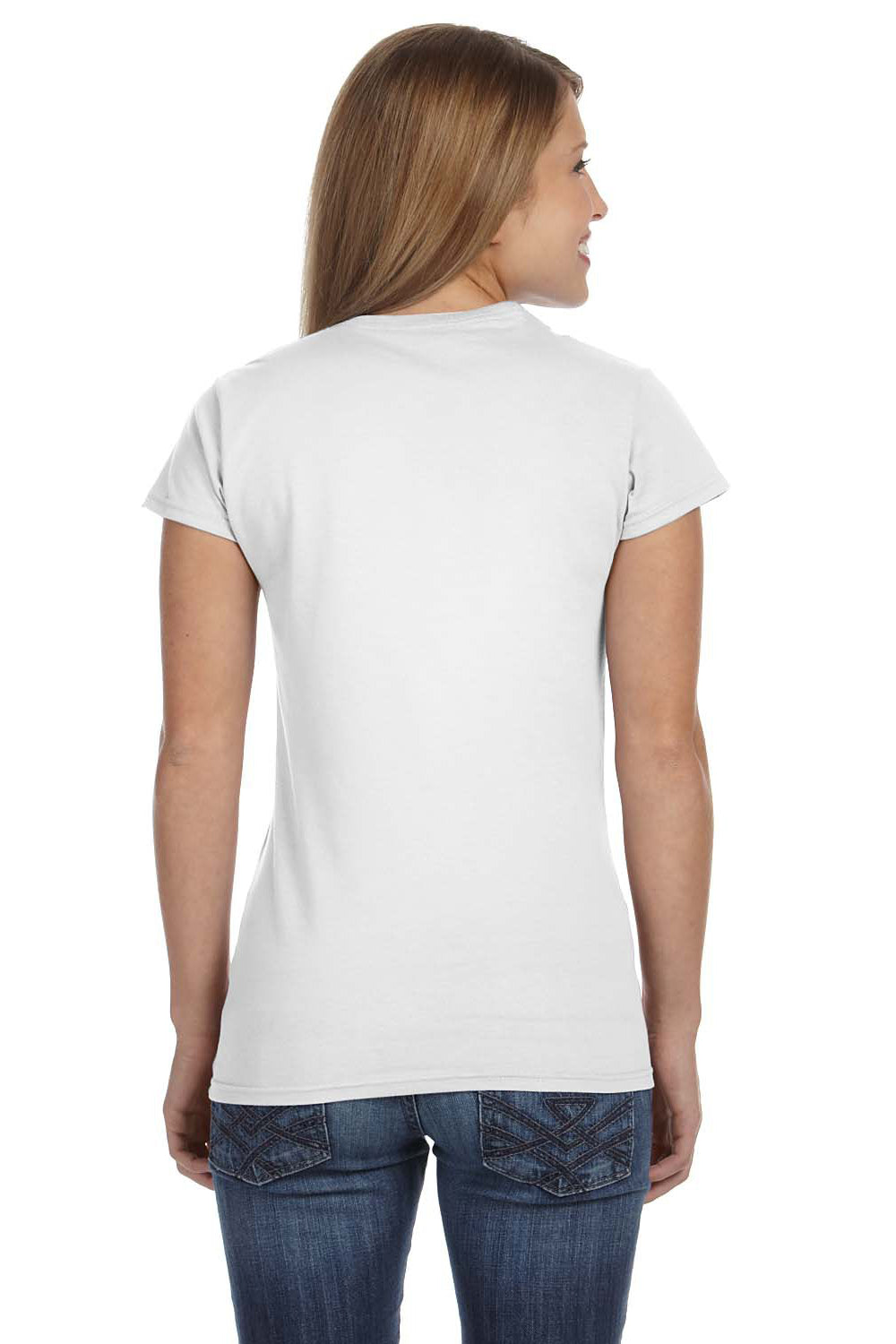 Gildan G640L Womens Softstyle Short Sleeve Crewneck T-Shirt White Back