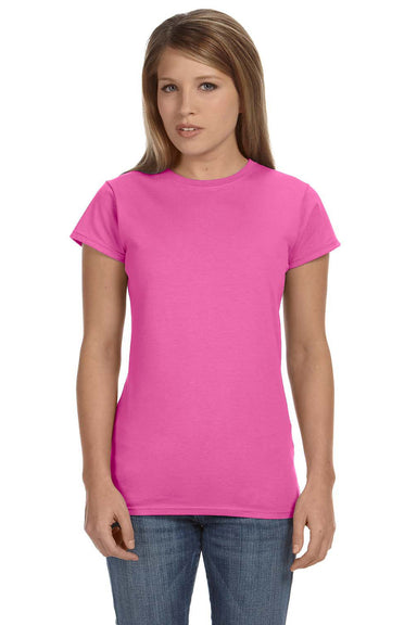 Gildan G640L Womens Softstyle Short Sleeve Crewneck T-Shirt Azalea Pink Front