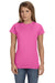 Gildan G640L Womens Softstyle Short Sleeve Crewneck T-Shirt Azalea Pink Front