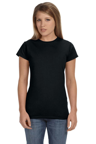 Gildan G640L Womens Softstyle Short Sleeve Crewneck T-Shirt Black Front
