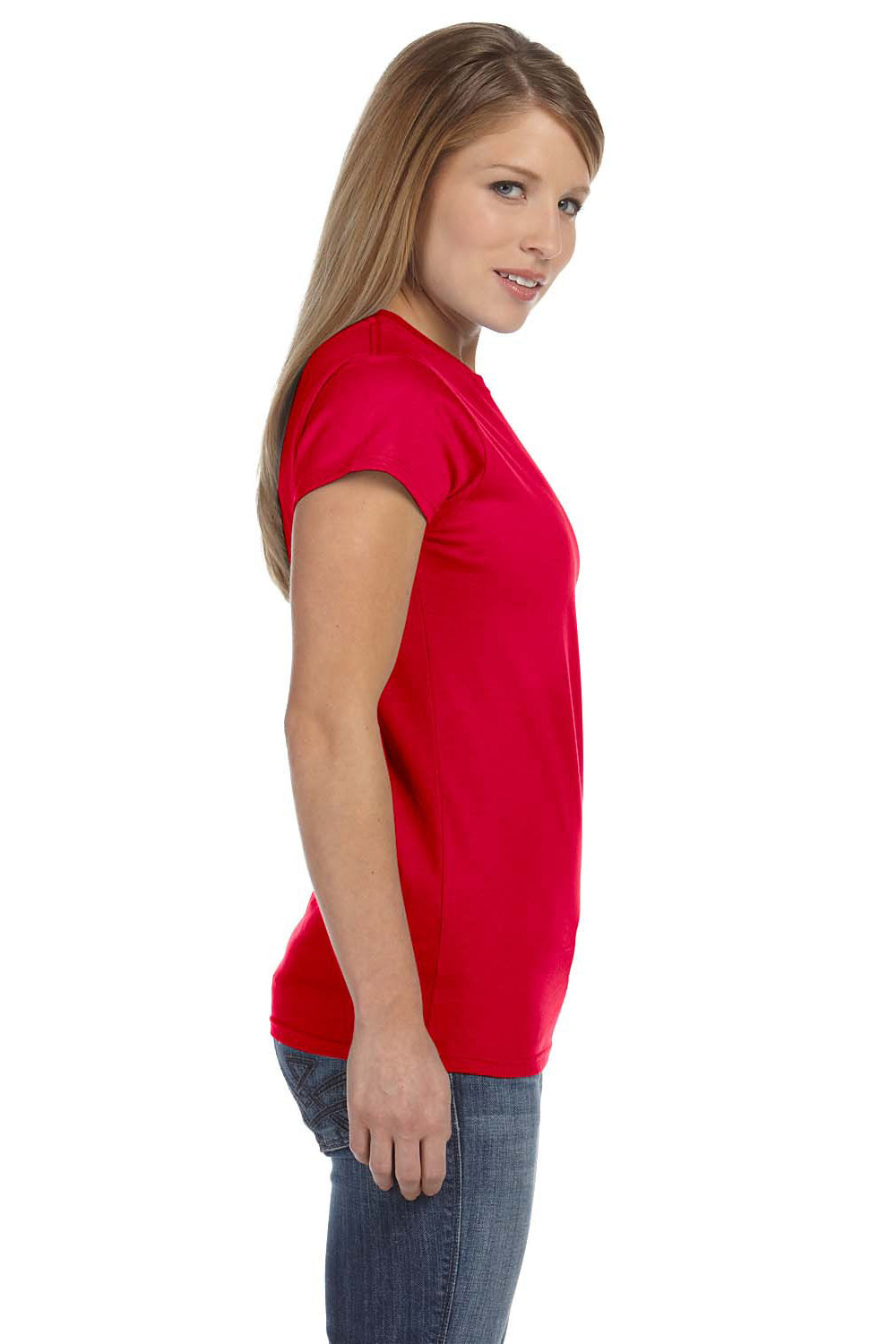 Gildan G640L Womens Softstyle Short Sleeve Crewneck T-Shirt Red Side