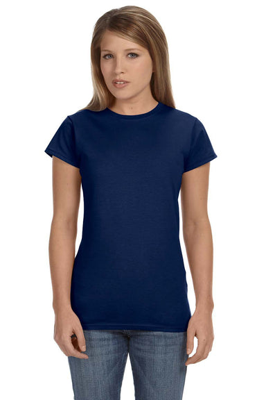 Gildan G640L Womens Softstyle Short Sleeve Crewneck T-Shirt Navy Blue Front