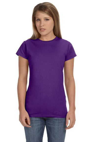 Gildan G640L Womens Softstyle Short Sleeve Crewneck T-Shirt Purple Front