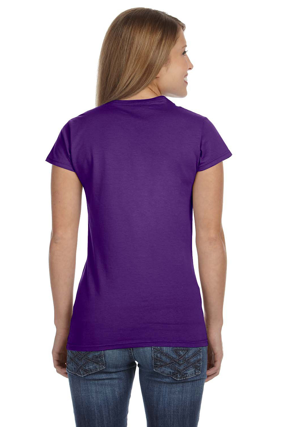 Gildan G640L Womens Softstyle Short Sleeve Crewneck T-Shirt Purple Back
