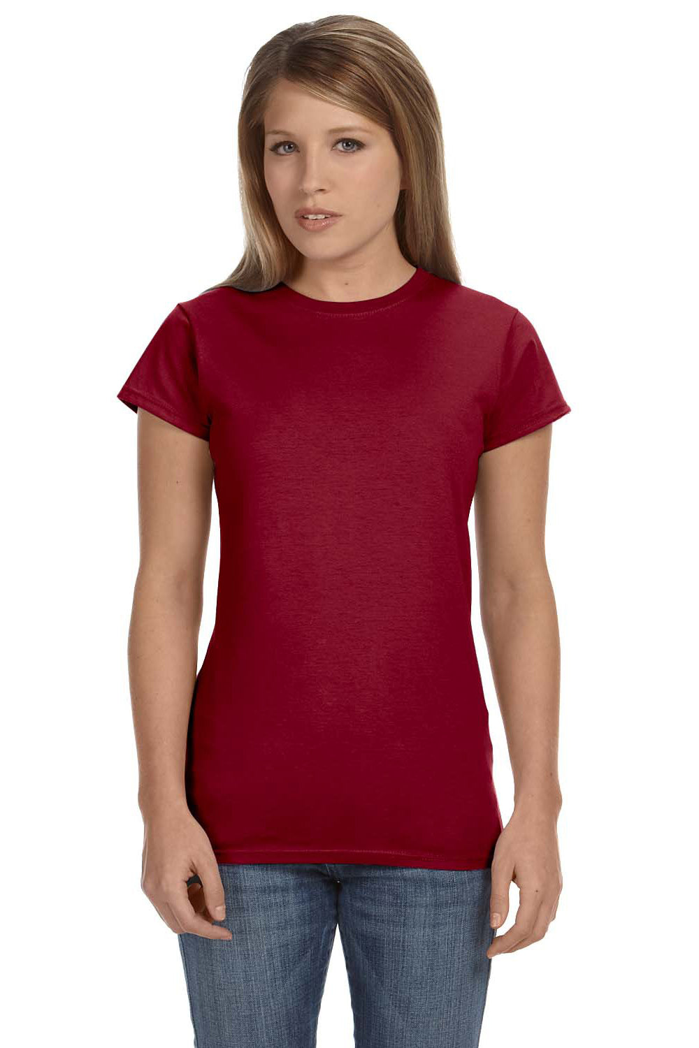 Gildan G640L Womens Softstyle Short Sleeve Crewneck T-Shirt Antique Cherry Red Front