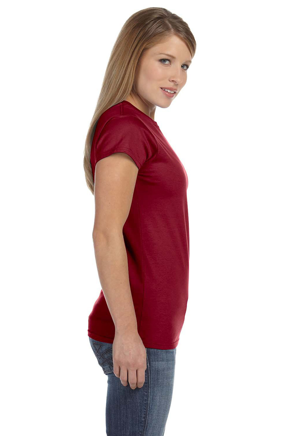 Gildan G640L Womens Softstyle Short Sleeve Crewneck T-Shirt Antique Cherry Red Side