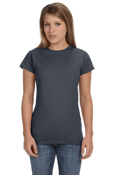 Gildan G640L Womens Softstyle Short Sleeve Crewneck T-Shirt Heather Dark Grey Front