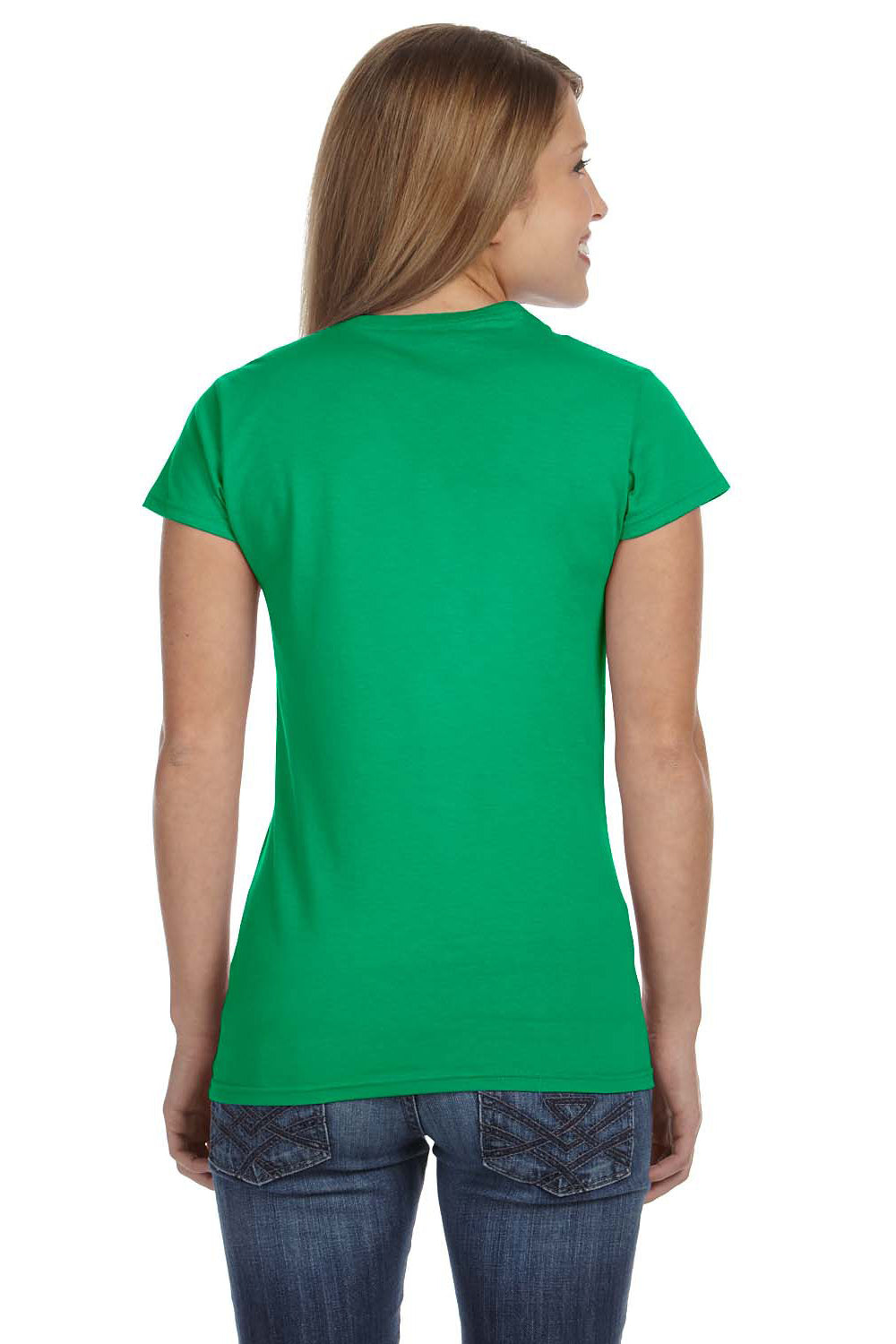 Gildan G640L Womens Softstyle Short Sleeve Crewneck T-Shirt Irish Green Back