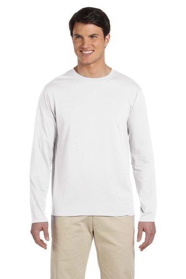 Gildan G644 Mens Softstyle Long Sleeve Crewneck T-Shirt White Front