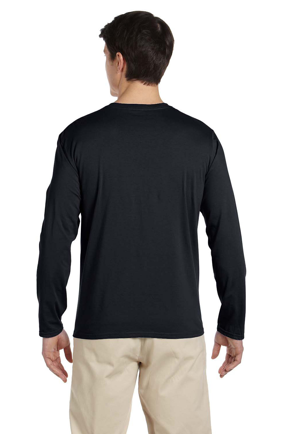 Gildan G644 Mens Softstyle Long Sleeve Crewneck T-Shirt Black Back