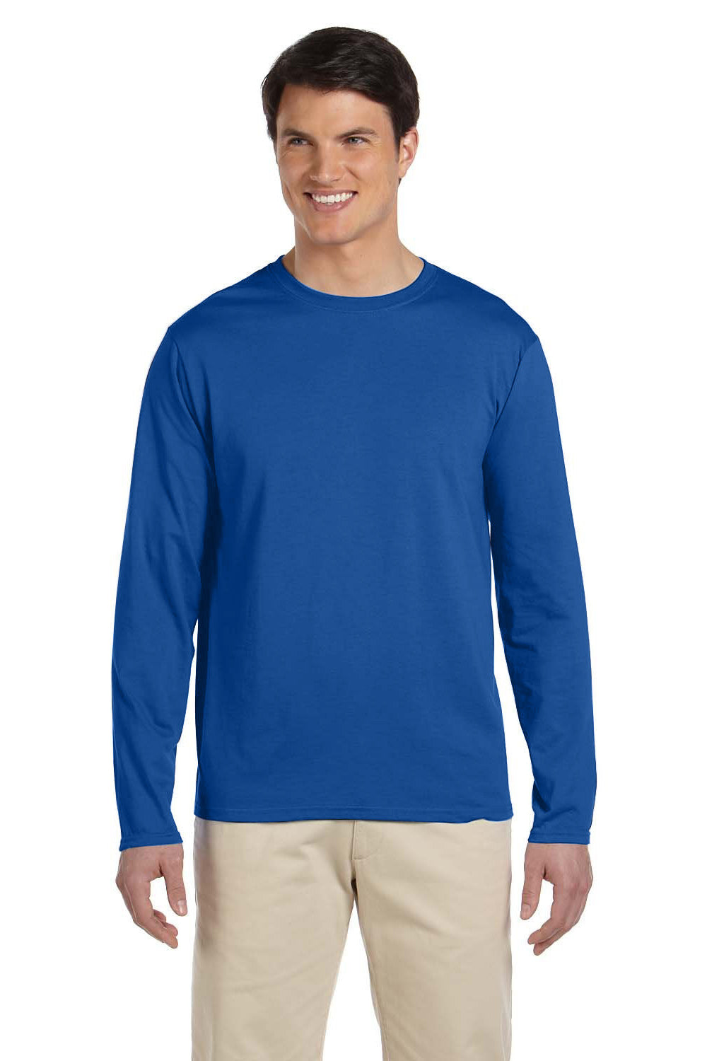 Gildan 64400/G644 Mens Softstyle Long Sleeve Crewneck T-Shirt Royal Blue Front