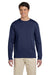 Gildan G644 Mens Softstyle Long Sleeve Crewneck T-Shirt Navy Blue Front