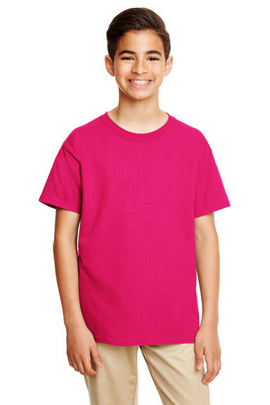 Gildan G645B Youth Softstyle Short Sleeve Crewneck T-Shirt Heliconia Pink Front