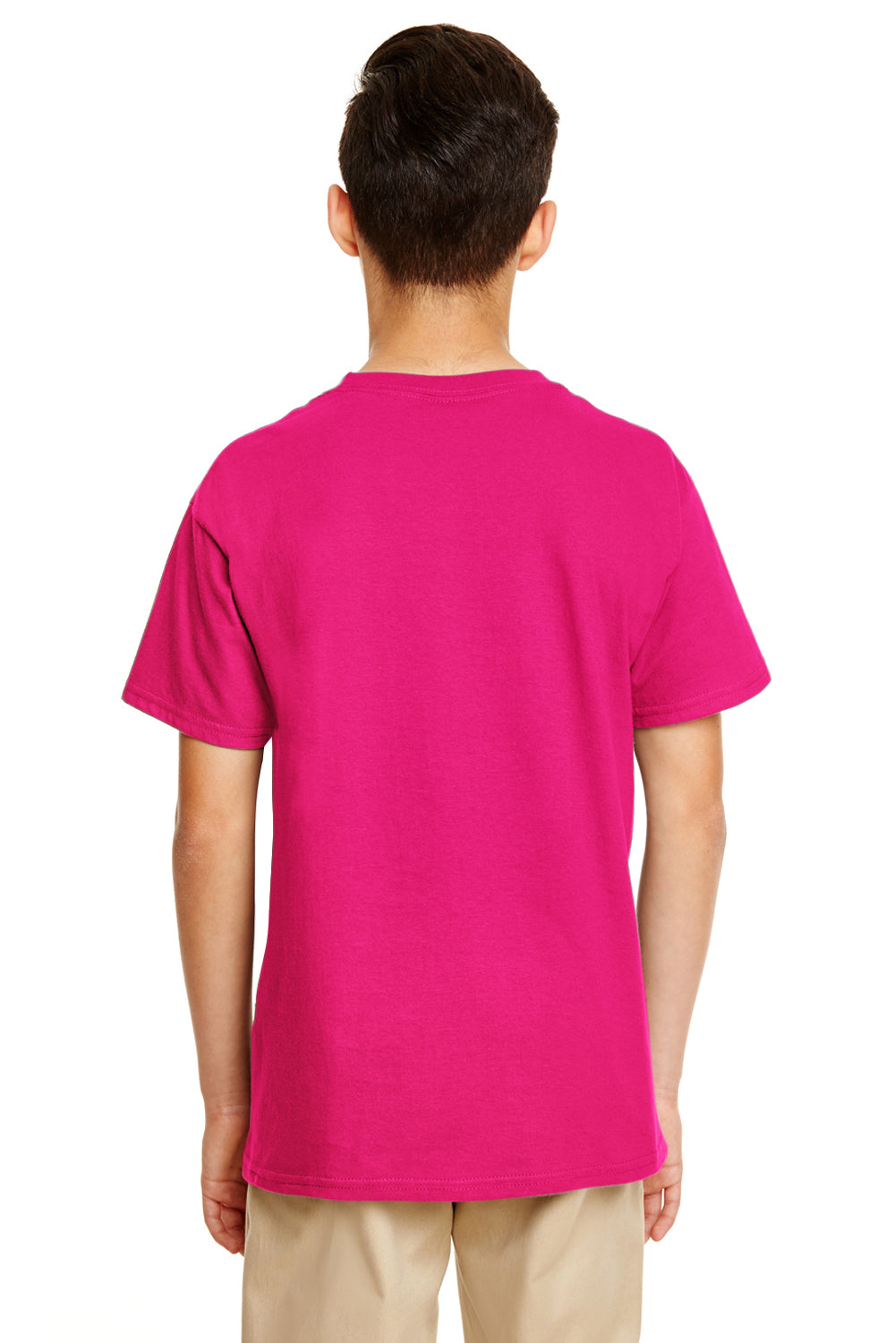 Gildan G645B Youth Softstyle Short Sleeve Crewneck T-Shirt Heliconia Pink Back