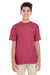 Gildan G645B Youth Softstyle Short Sleeve Crewneck T-Shirt Heather Cardinal Red Front