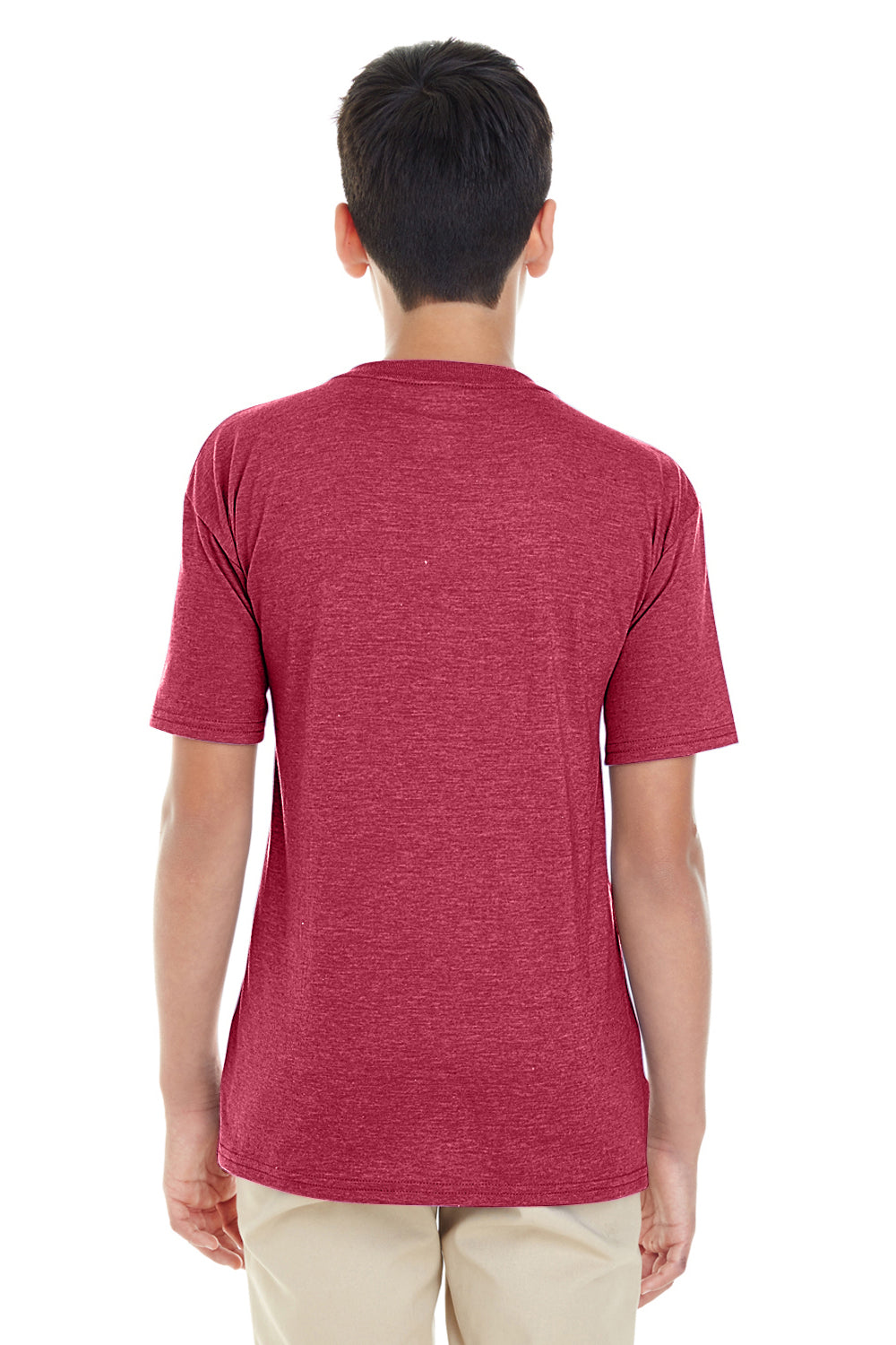 Gildan G645B Youth Softstyle Short Sleeve Crewneck T-Shirt Heather Cardinal Red Back