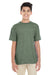 Gildan G645B Youth Softstyle Short Sleeve Crewneck T-Shirt Heather Military Green Front