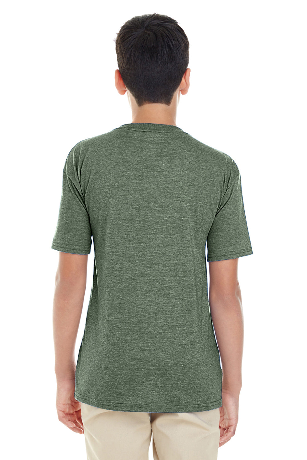 Gildan G645B Youth Softstyle Short Sleeve Crewneck T-Shirt Heather Military Green Back