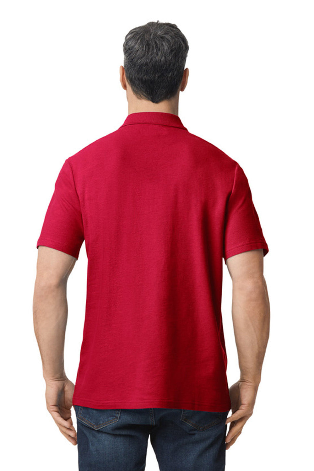 Gildan G648 Mens SoftStyle Double Pique Short Sleeve Polo Shirt Cherry Red Back
