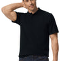 Gildan Mens SoftStyle Double Pique Short Sleeve Polo Shirt - Black - NEW