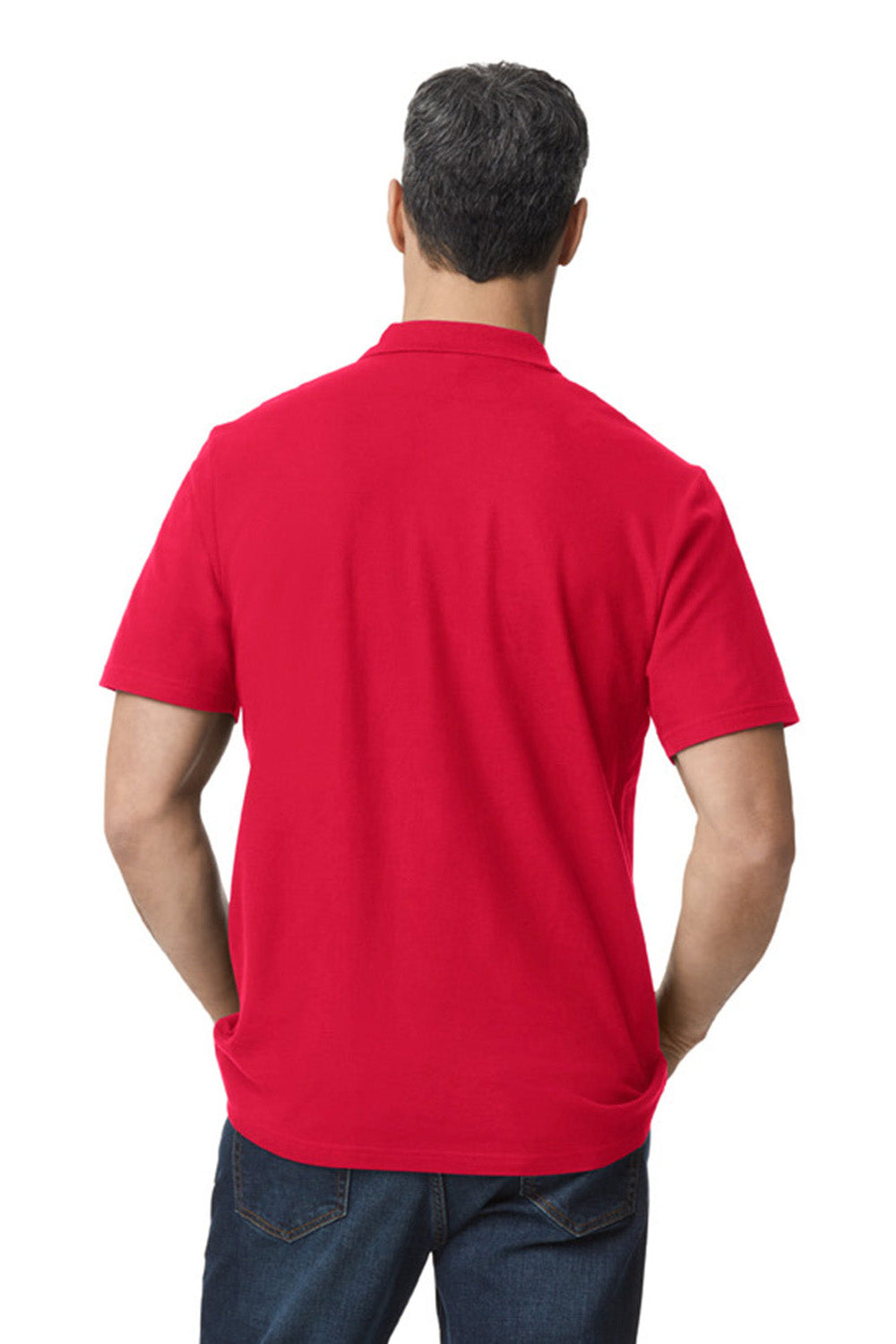 Gildan G648 Mens SoftStyle Double Pique Short Sleeve Polo Shirt Red Back