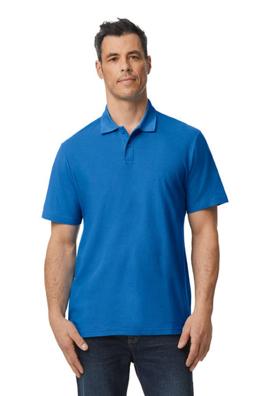 Gildan G648 Mens SoftStyle Double Pique Short Sleeve Polo Shirt Royal Blue Front