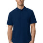 Gildan Mens SoftStyle Double Pique Short Sleeve Polo Shirt - Navy Blue - NEW