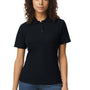 Gildan Womens SoftStyle Double Pique Short Sleeve Polo Shirt - Black