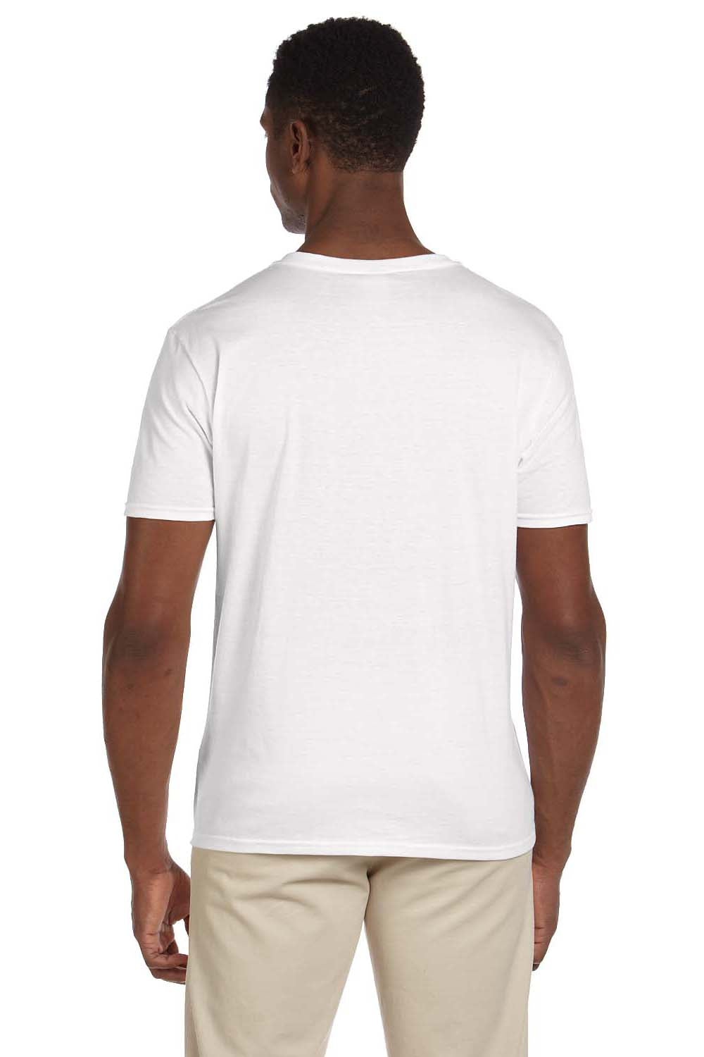Gildan G64V Mens Softstyle Short Sleeve V-Neck T-Shirt White Back