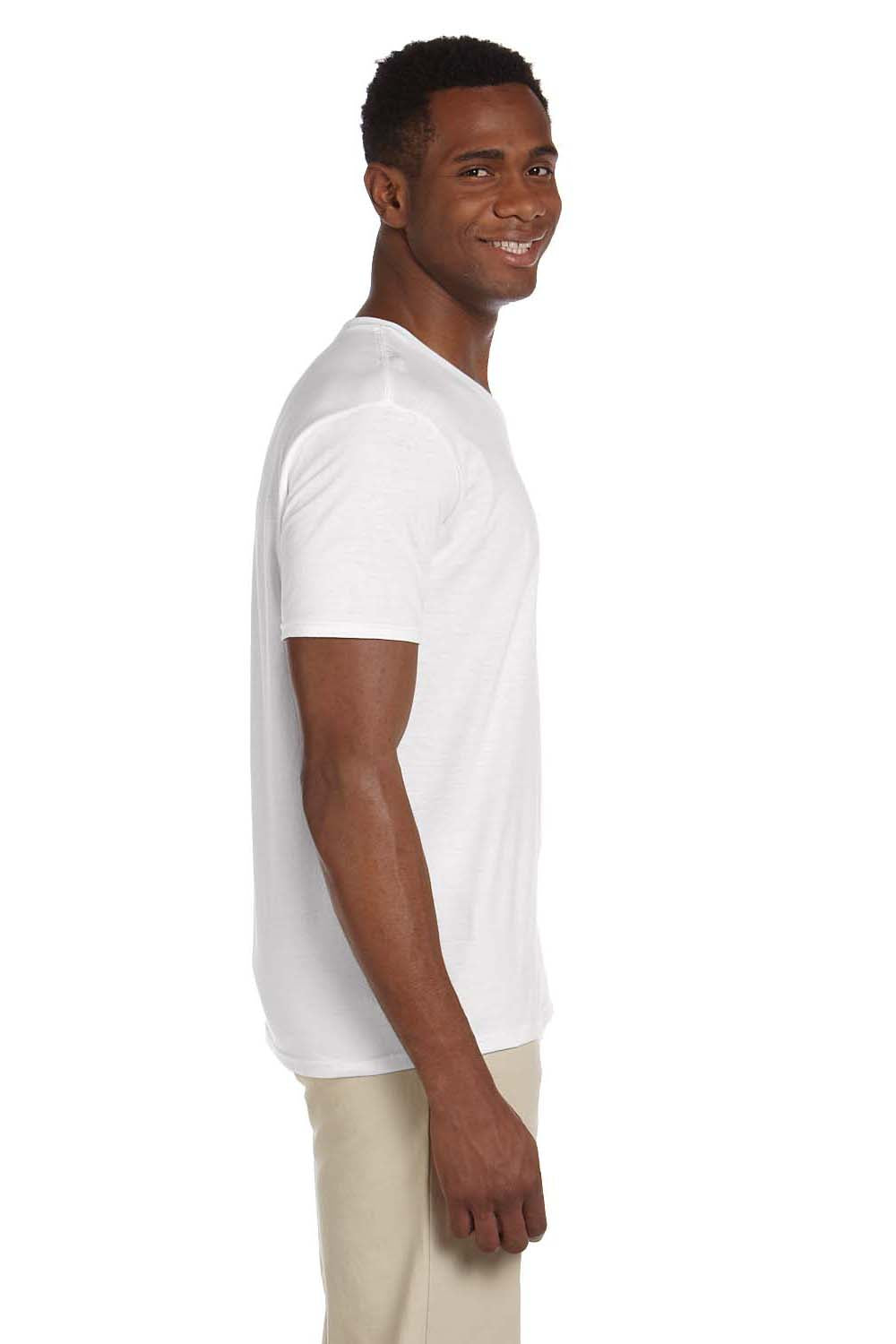 Gildan G64V Mens Softstyle Short Sleeve V-Neck T-Shirt White Side