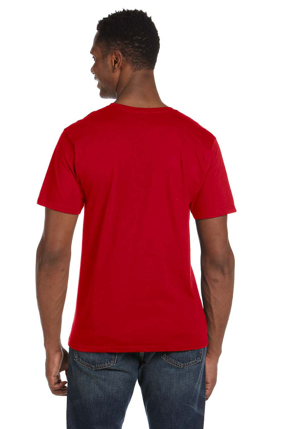 Gildan G64V Mens Softstyle Short Sleeve V-Neck T-Shirt Red Back