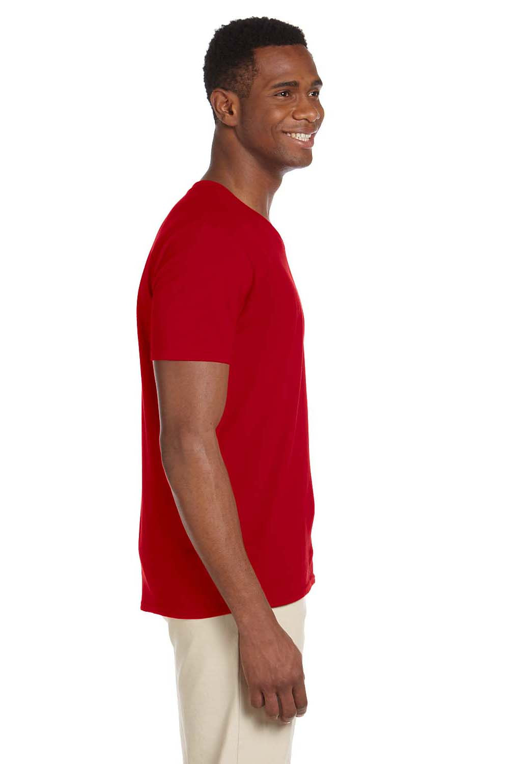 Gildan G64V Mens Softstyle Short Sleeve V-Neck T-Shirt Red Side