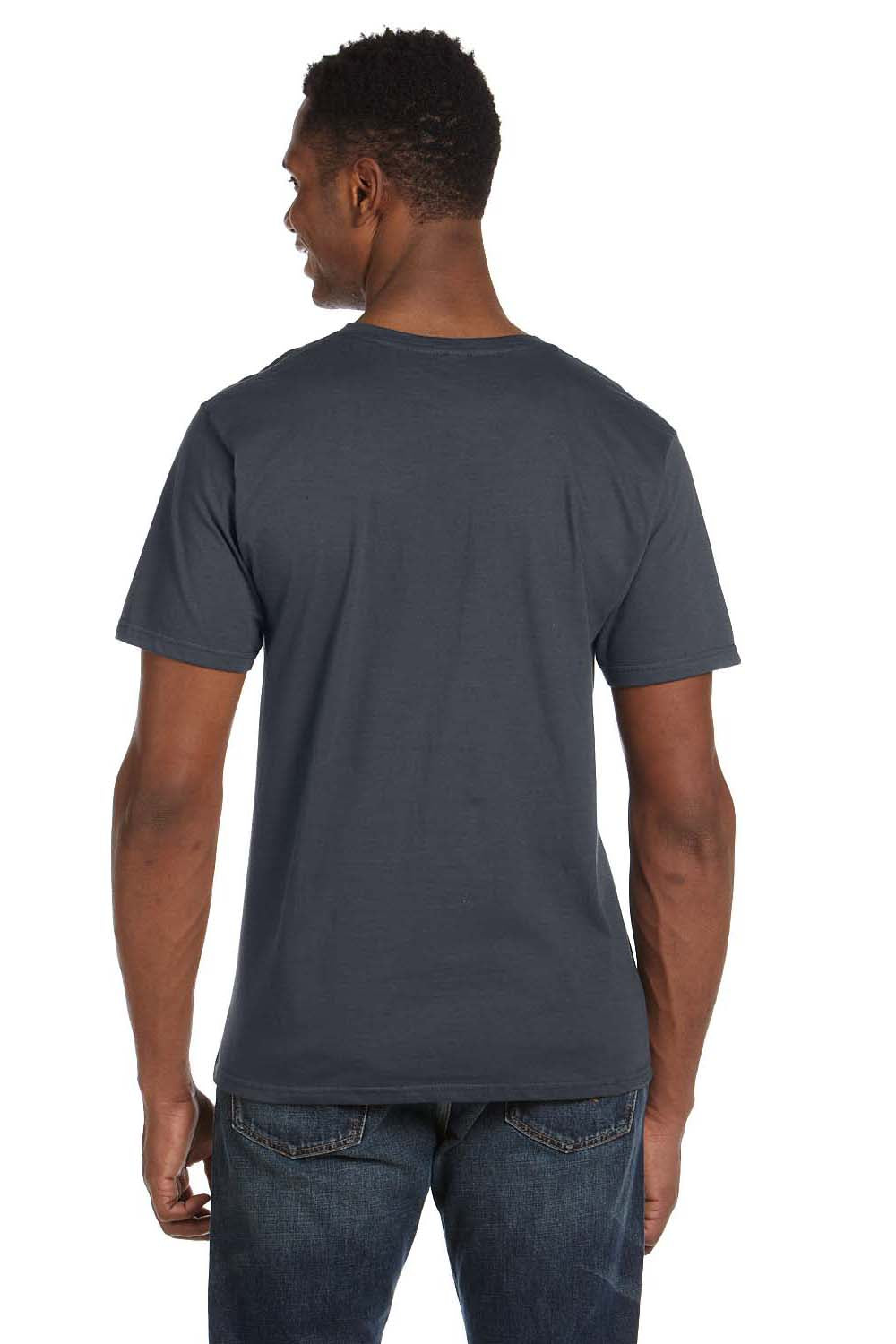 Gildan G64V Mens Softstyle Short Sleeve V-Neck T-Shirt Charcoal Grey Back