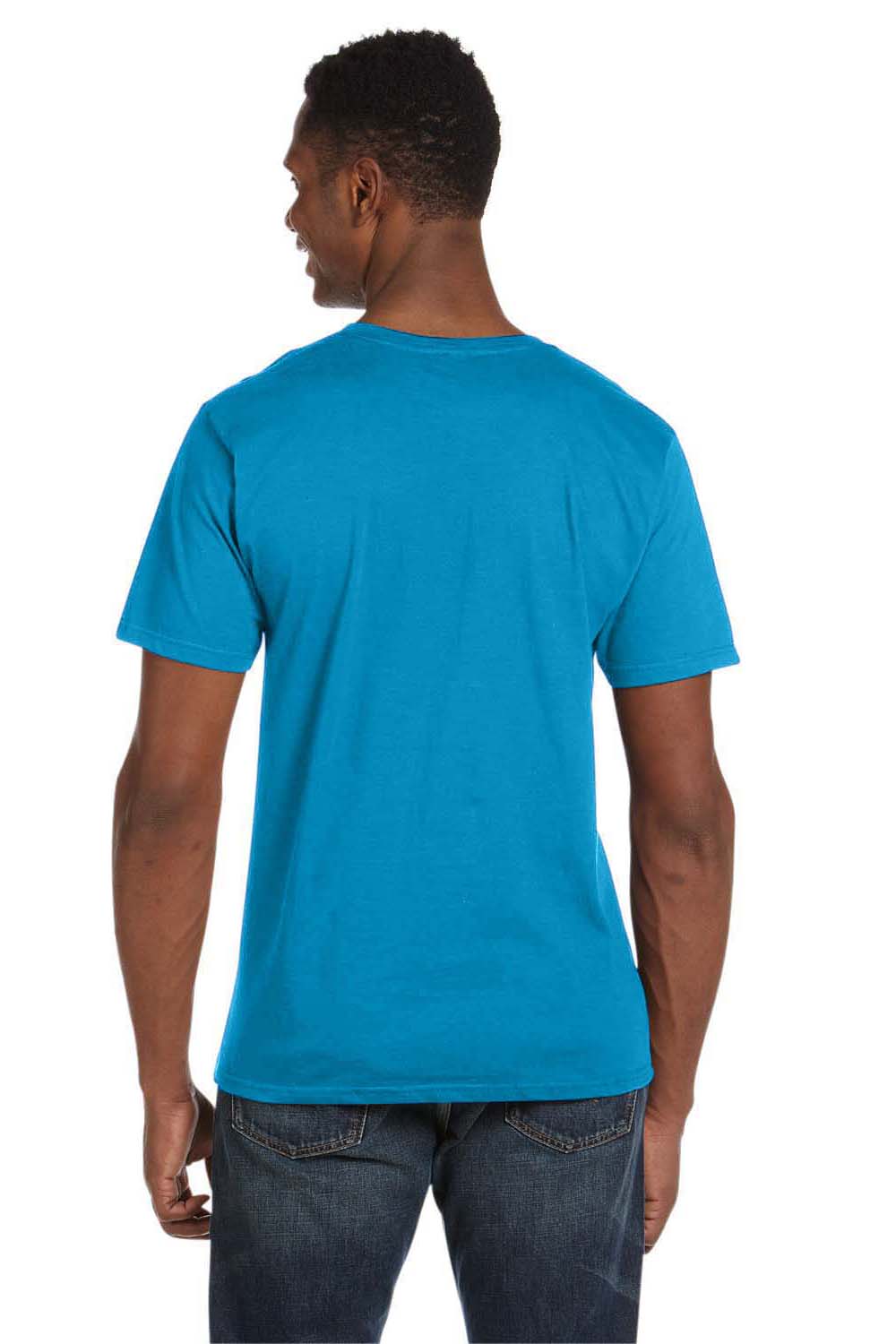 Gildan G64V Mens Softstyle Short Sleeve V-Neck T-Shirt Sapphire Blue Back
