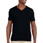 Gildan Mens Softstyle Short Sleeve V-Neck T-Shirt - Black