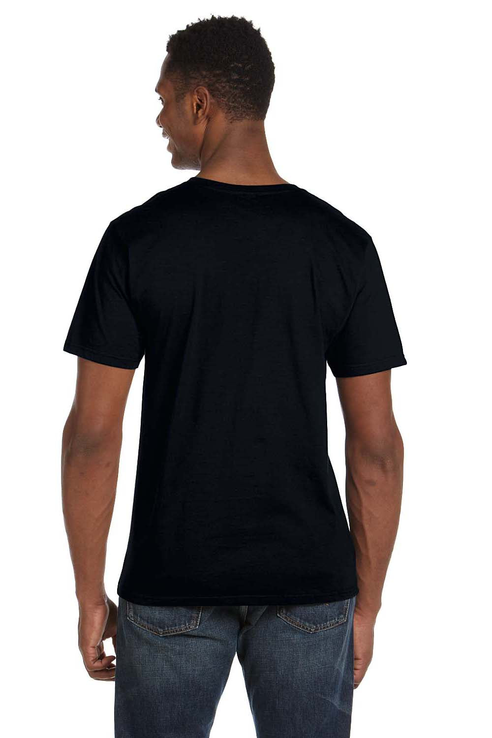 Gildan G64V Mens Softstyle Short Sleeve V-Neck T-Shirt Black Back