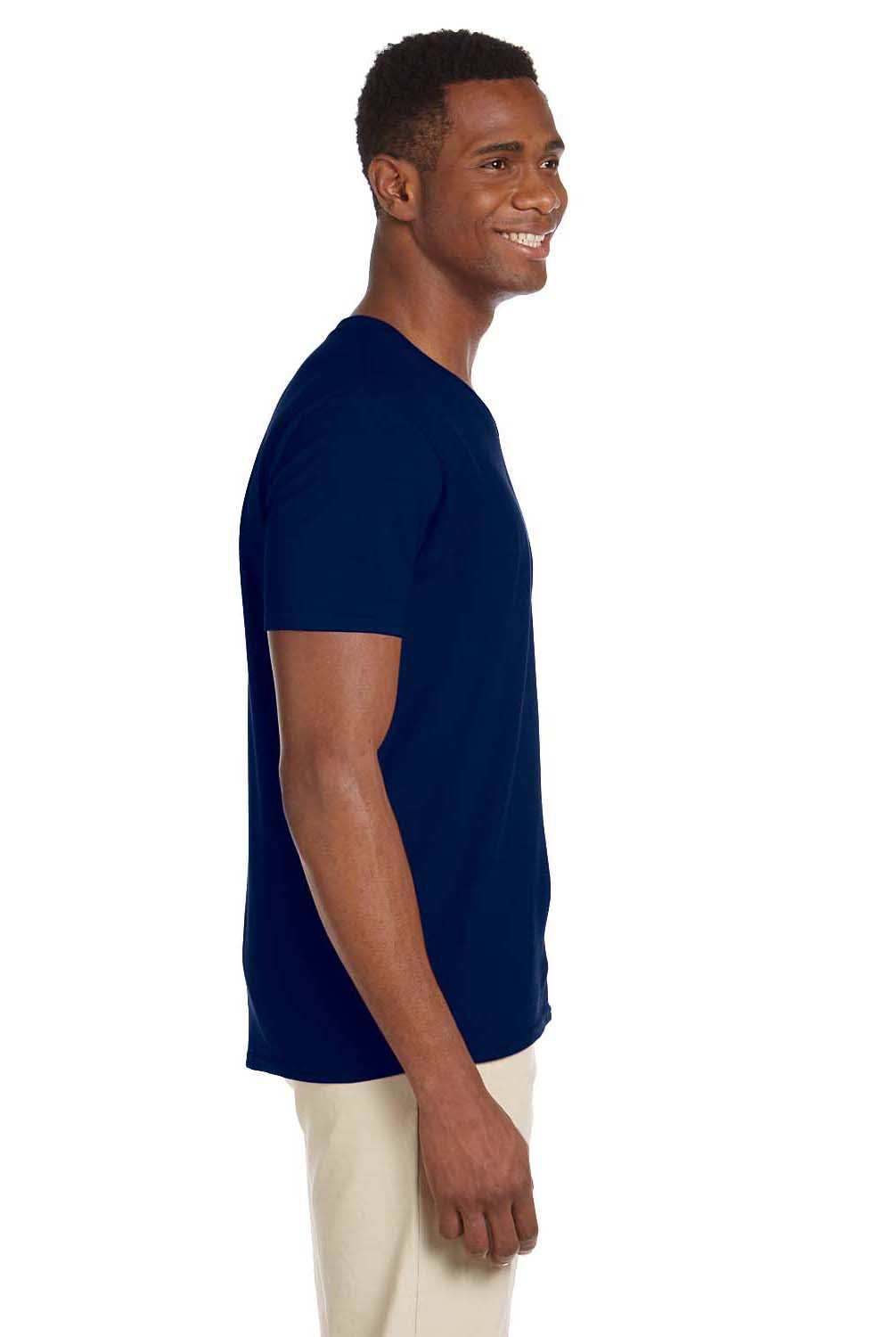 Gildan G64V Mens Softstyle Short Sleeve V-Neck T-Shirt Navy Blue Side