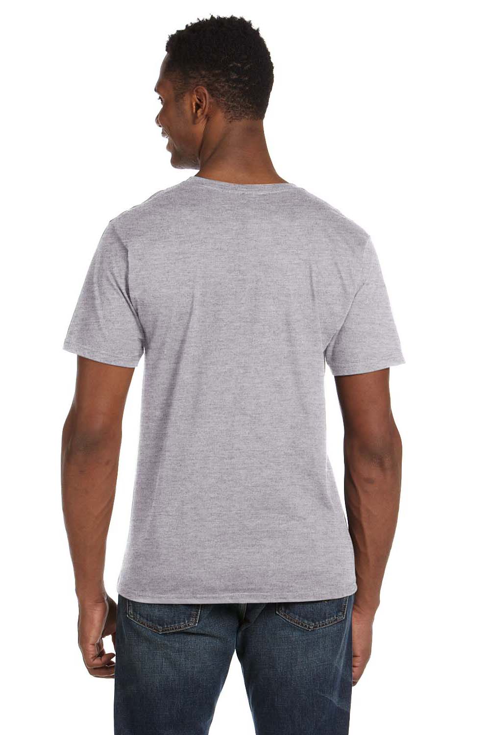 Gildan G64V Mens Softstyle Short Sleeve V-Neck T-Shirt Grey Back