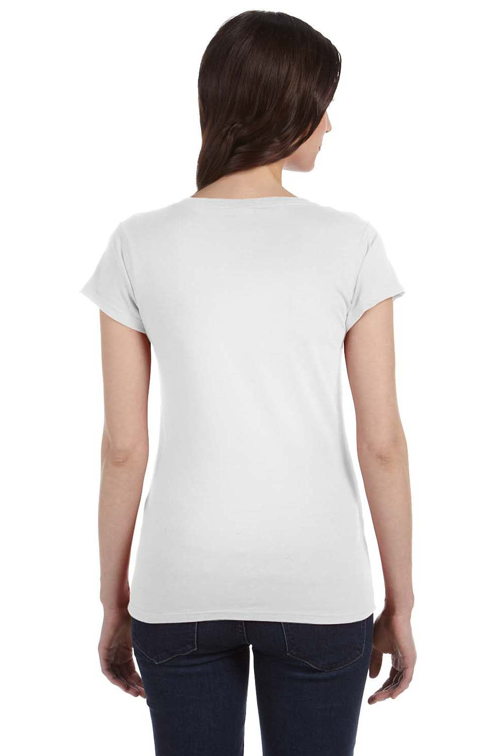 Gildan G64VL Womens Softstyle Short Sleeve V-Neck T-Shirt White Back
