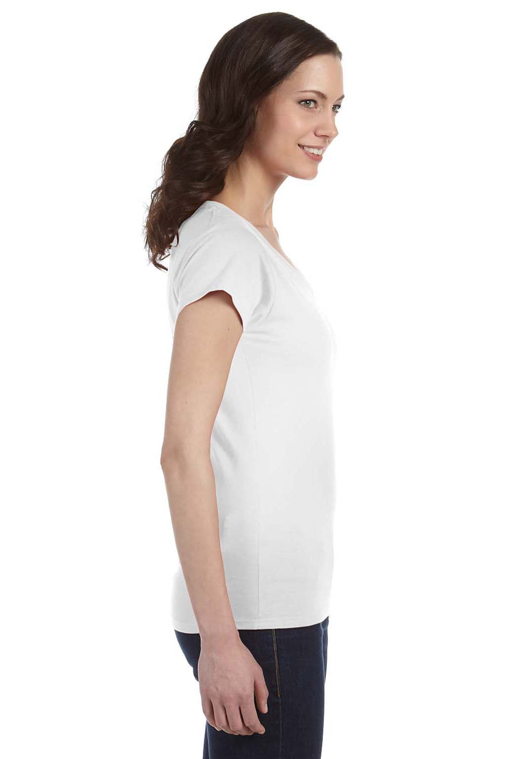 Gildan G64VL Womens Softstyle Short Sleeve V-Neck T-Shirt White Side
