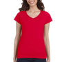 Gildan Womens Softstyle Short Sleeve V-Neck T-Shirt - Cherry Red