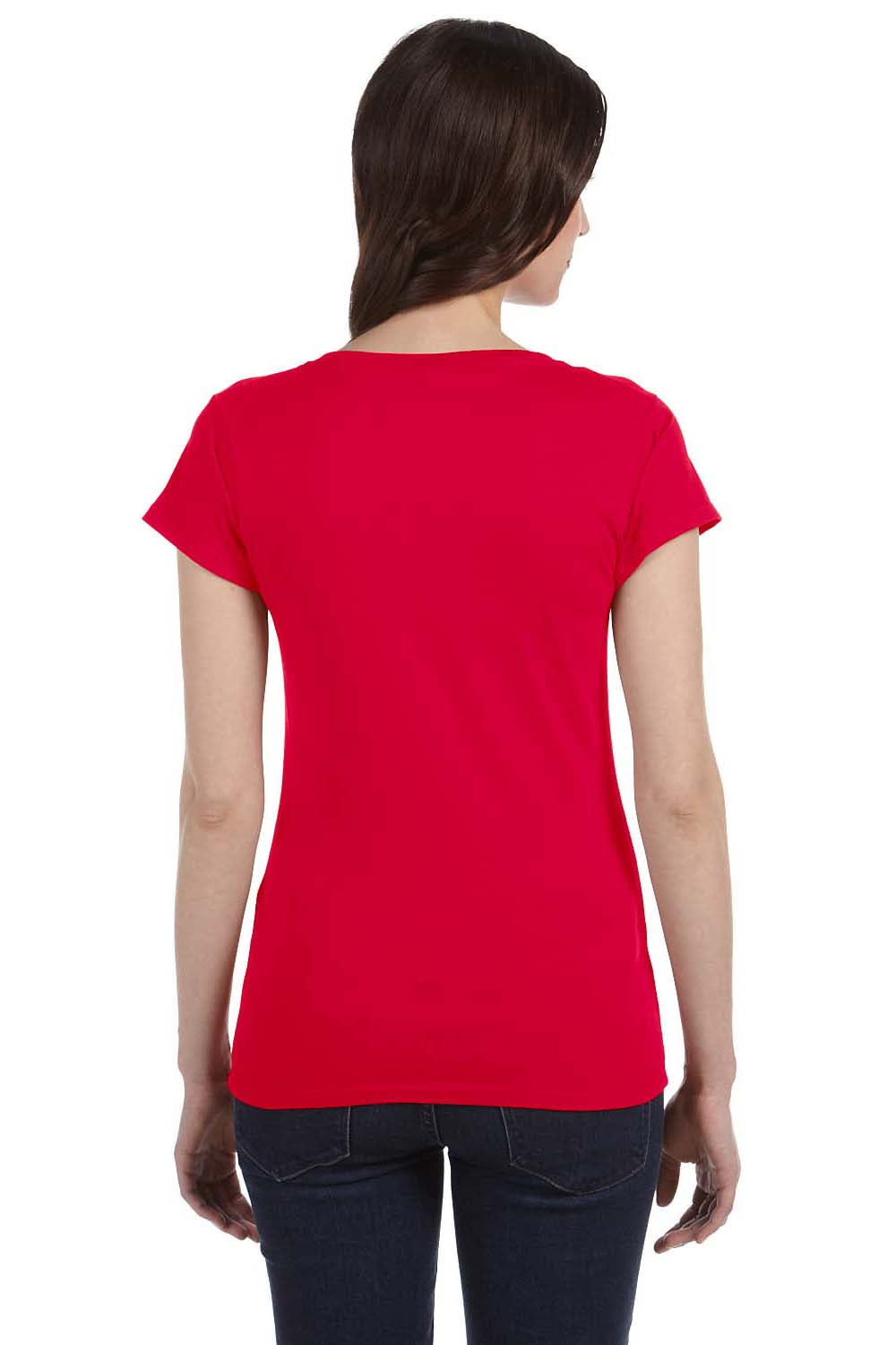 Gildan G64VL Womens Softstyle Short Sleeve V-Neck T-Shirt Red Back