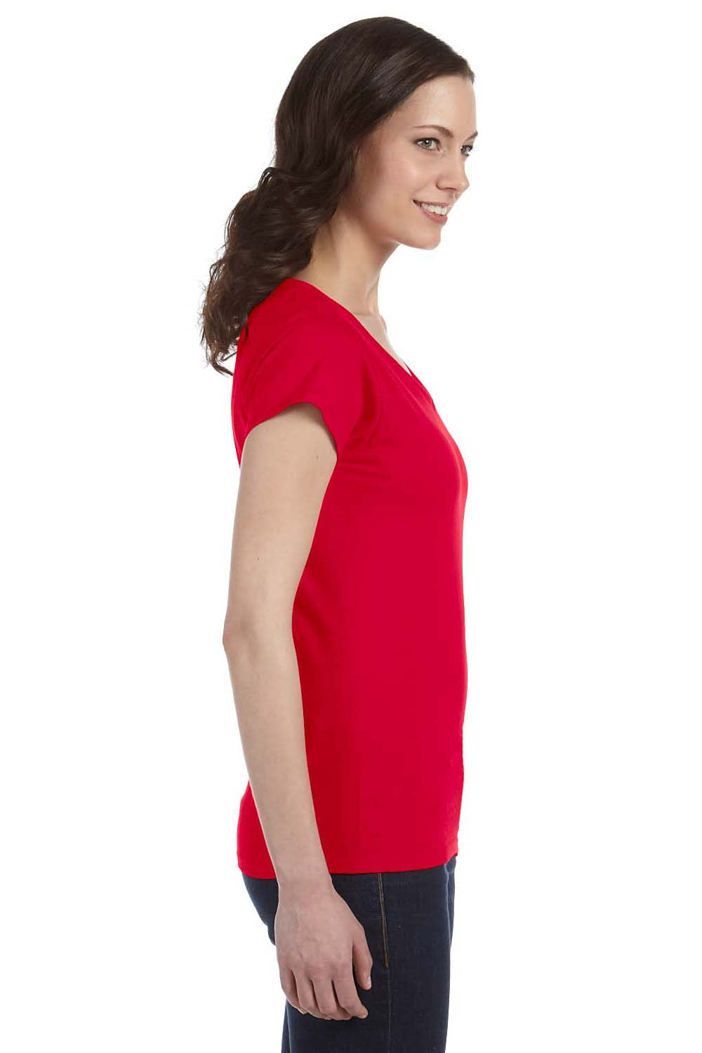 Gildan G64VL Womens Softstyle Short Sleeve V-Neck T-Shirt Red Side