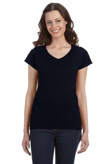 Gildan G64VL Womens Softstyle Short Sleeve V-Neck T-Shirt Black Front