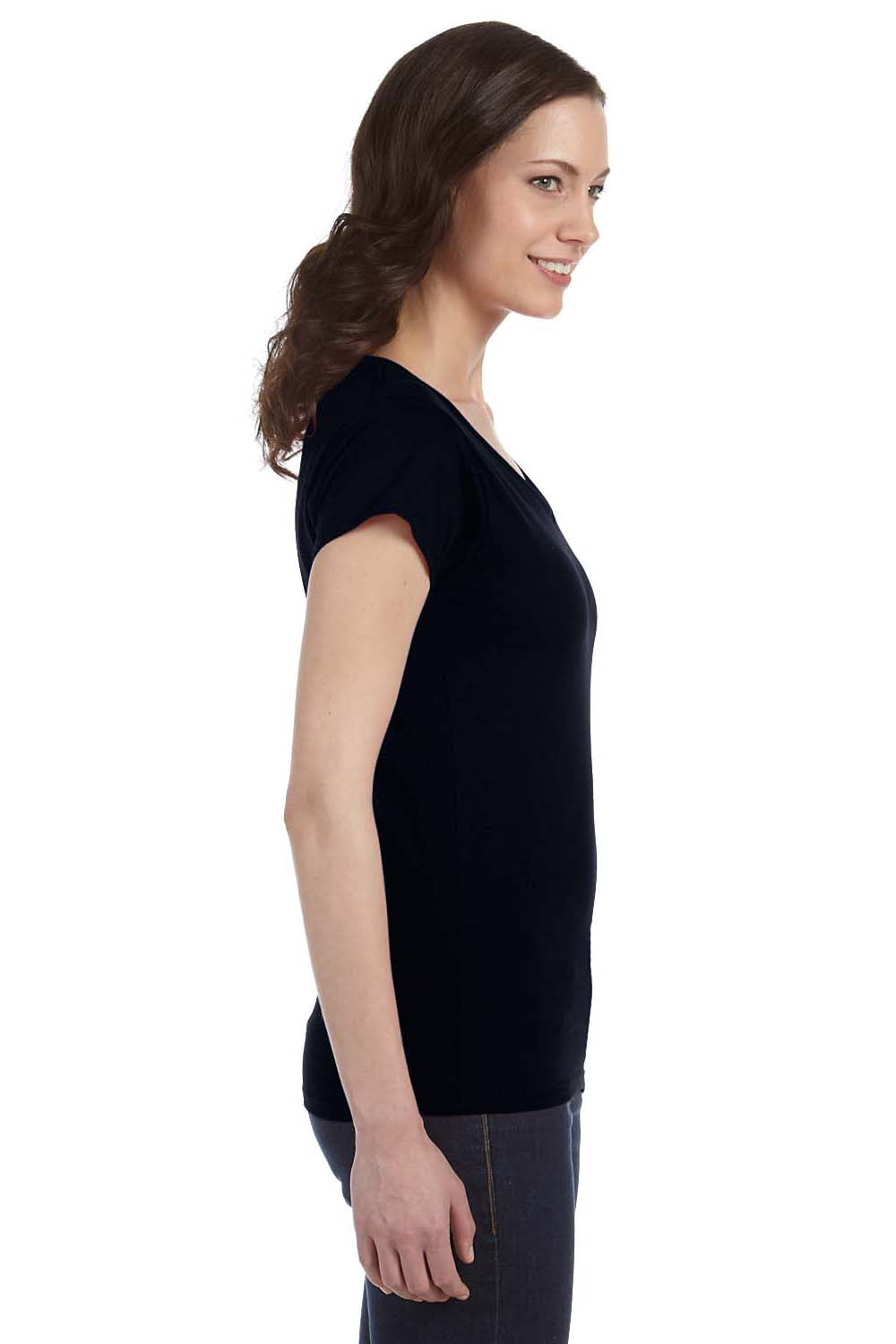 Gildan G64VL Womens Softstyle Short Sleeve V-Neck T-Shirt Black Side