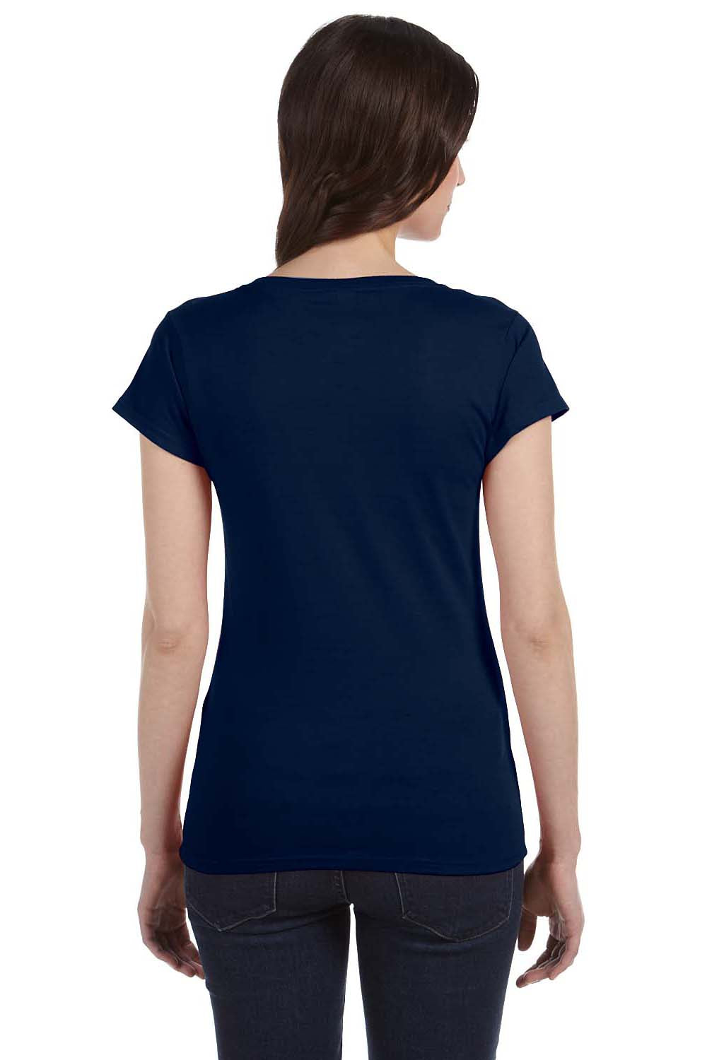 Gildan G64VL Womens Softstyle Short Sleeve V-Neck T-Shirt Navy Blue Back