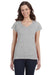 Gildan G64VL Womens Softstyle Short Sleeve V-Neck T-Shirt Grey Front