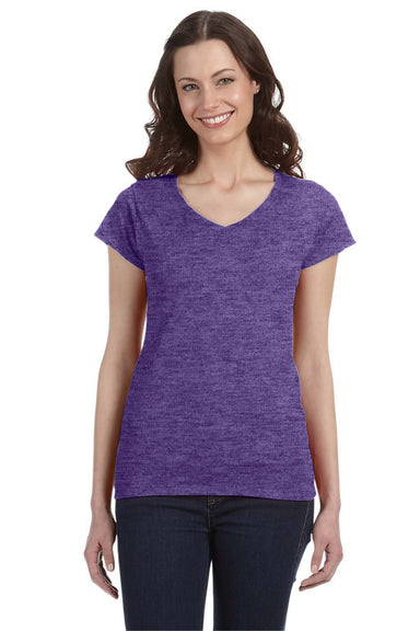 Gildan G64VL Womens Softstyle Short Sleeve V-Neck T-Shirt Heather Purple Front
