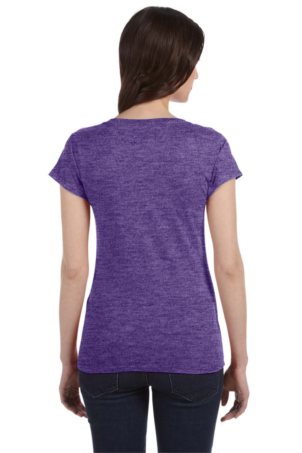 Gildan G64VL Womens Softstyle Short Sleeve V-Neck T-Shirt Heather Purple Back